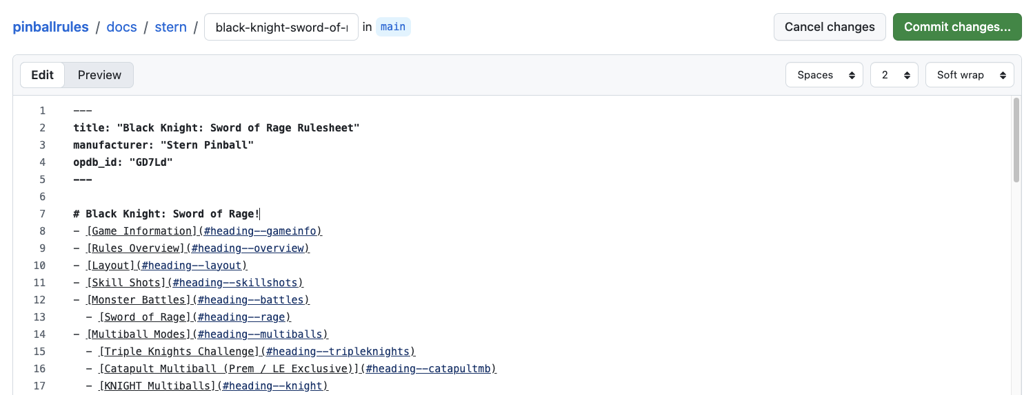 A screenshot of the editor interface on Github